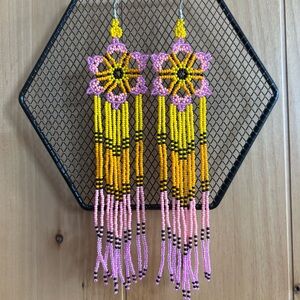 💕New Listing 💕 Handmade Chakira bead extra long earrings